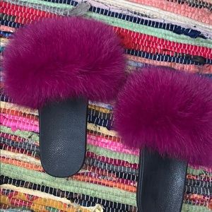 Purple Fur Slippers